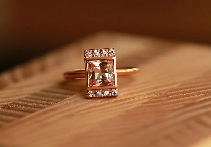 Vienna Princess Cut Morganite Ring vy 4