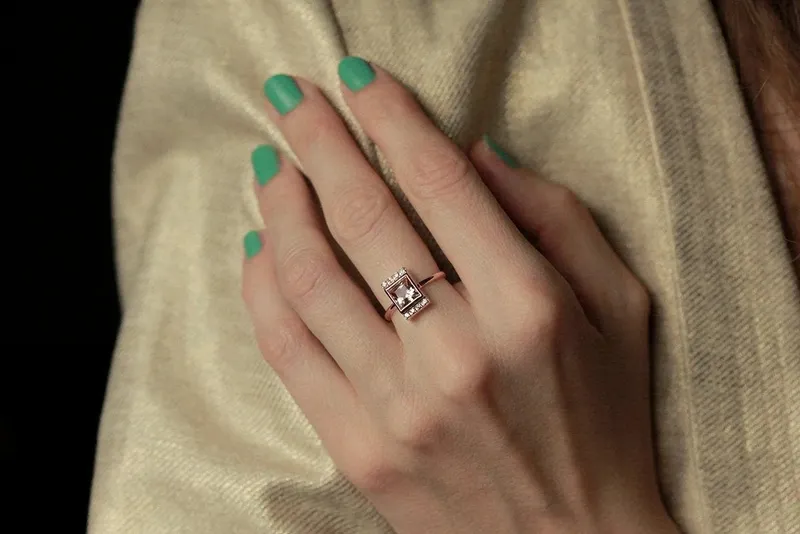 Vienna Princess Cut Morganite Ring vy 5