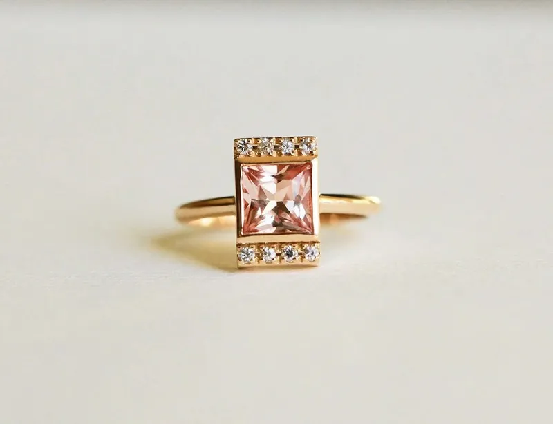 Vienna Princess Cut Morganite Ring vy 6