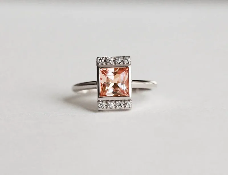 Vienna Princess Cut Morganite Ring vy 7