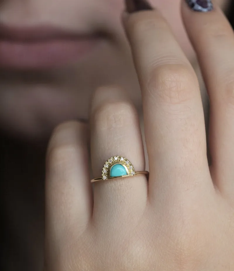Vita Half Moon Turquoise Ring view 2