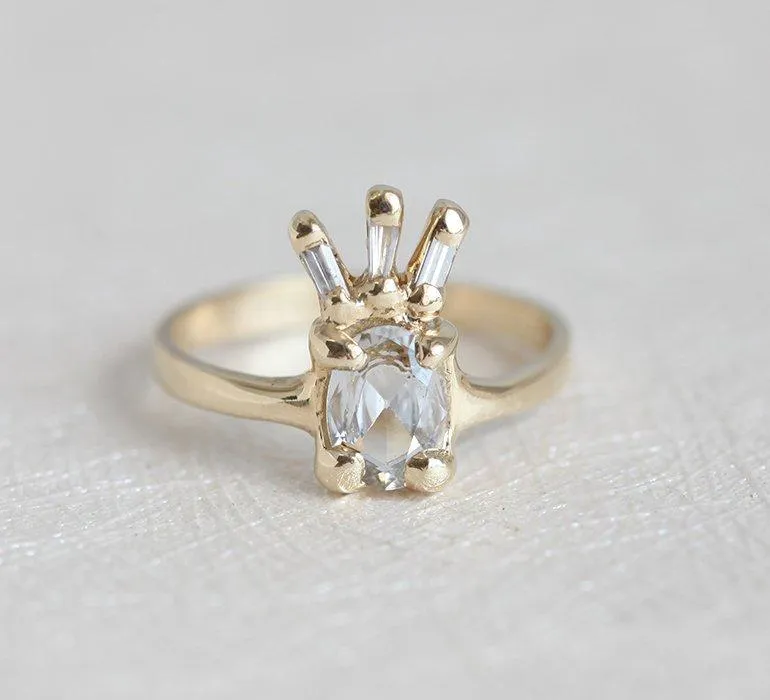 White Sapphire Ring, Unique Diamond Ring vy 4