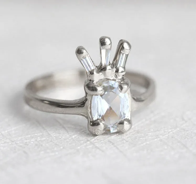 White Sapphire Ring, Unique Diamond Ring vy 8