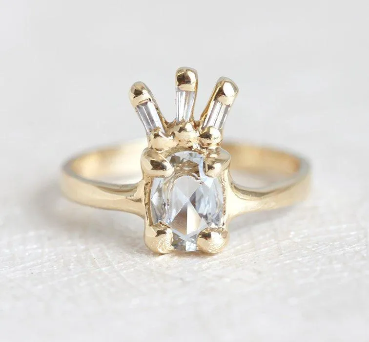 White Sapphire Ring, Unique Diamond Ring sapphire oval cut engagement ring