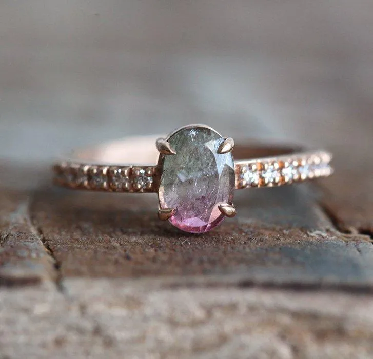 Watermelon Tourmaline Ring Rose Gold vy 2