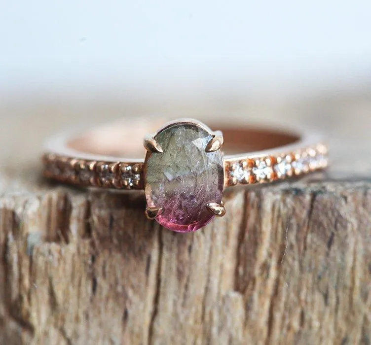 Watermelon Tourmaline Ring Rose Gold vy 3
