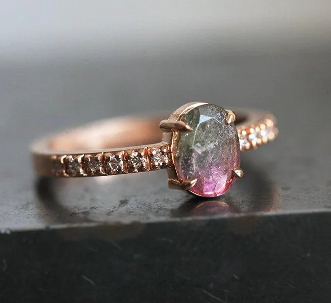 Watermelon Tourmaline Ring Rose Gold vy 4
