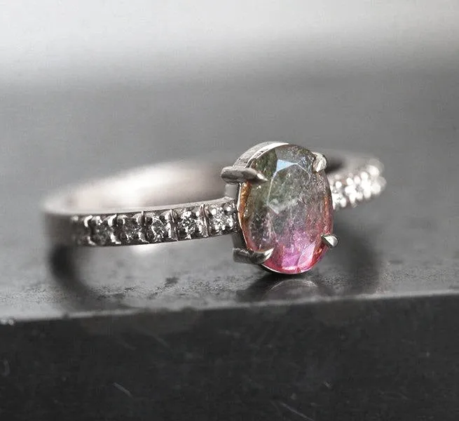 Watermelon Tourmaline Ring Rose Gold vy 7