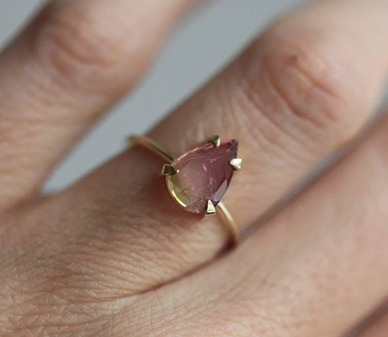 Watermelon Tourmaline Solitaire Ring vy 2