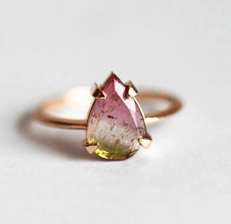 Watermelon Tourmaline Solitaire Ring vy 4