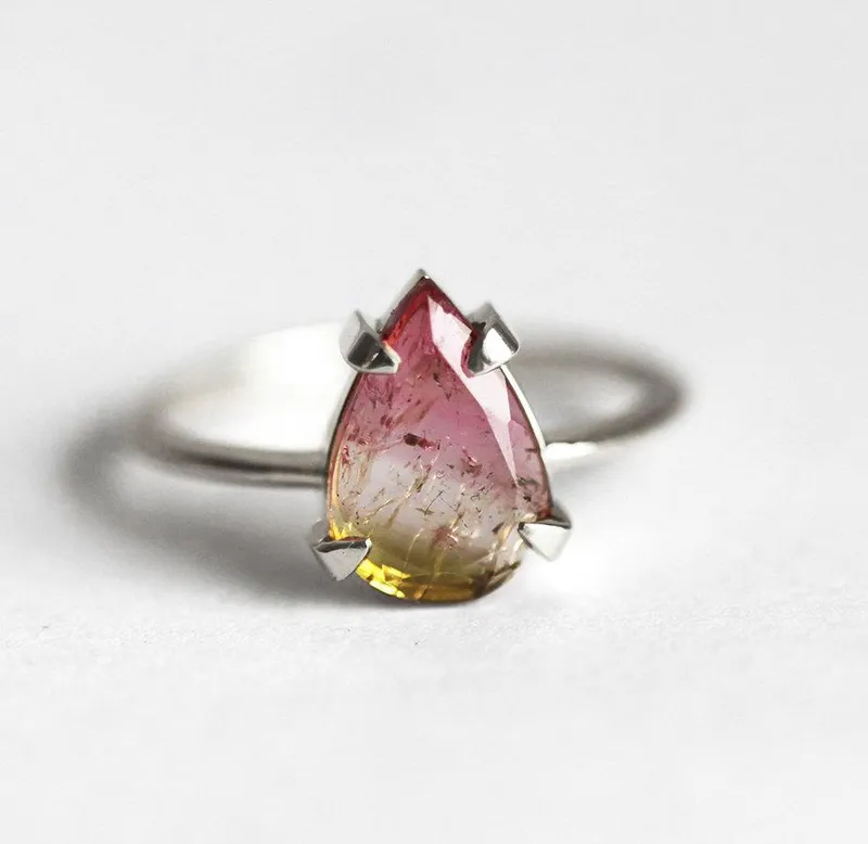 Watermelon Tourmaline Solitaire Ring vy 5