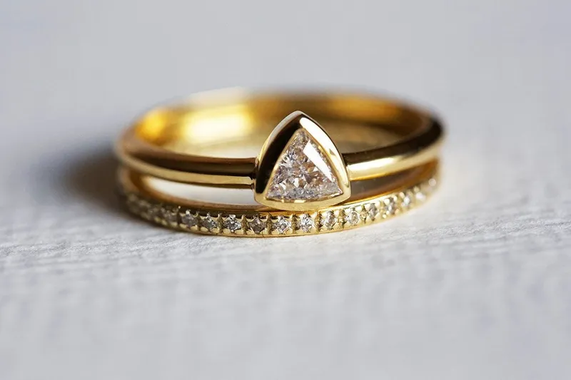 Wedding Set, Diamond Engagement Ring vy 4