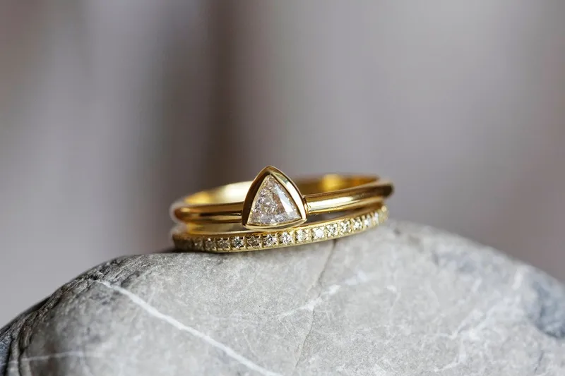 Wedding Set, Diamond Engagement Ring vy 5
