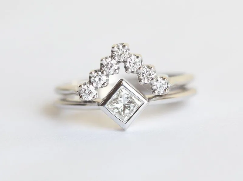 Wedding Set, Diamond Ring Set vy 2