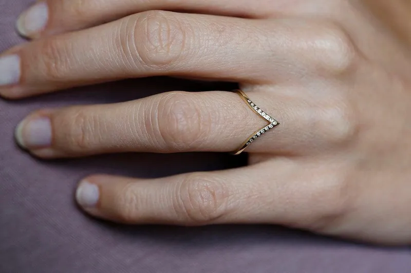 White Gold Wedding Band, Thin White Gold Ring view 4
