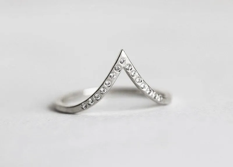 White Gold Wedding Band, Thin White Gold Ring view 7
