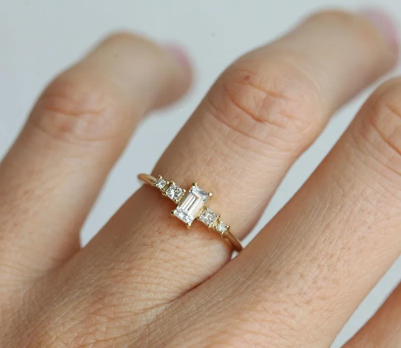 White Sapphire Ring, Sapphire Engagement Ring vy 3