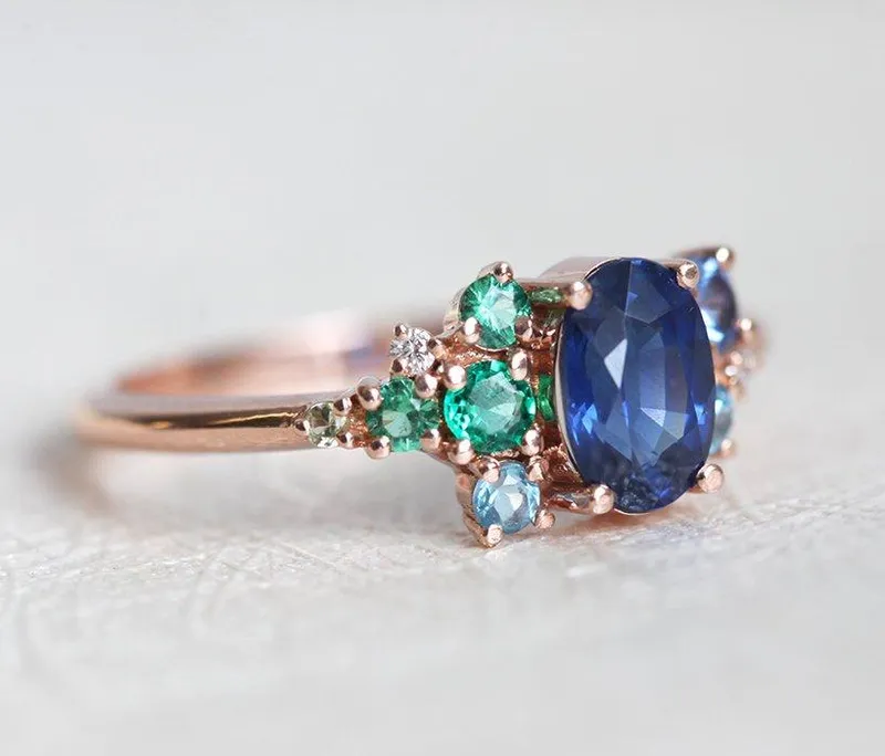 Xander Royal-Blue Sapphire Cluster Ring view 2
