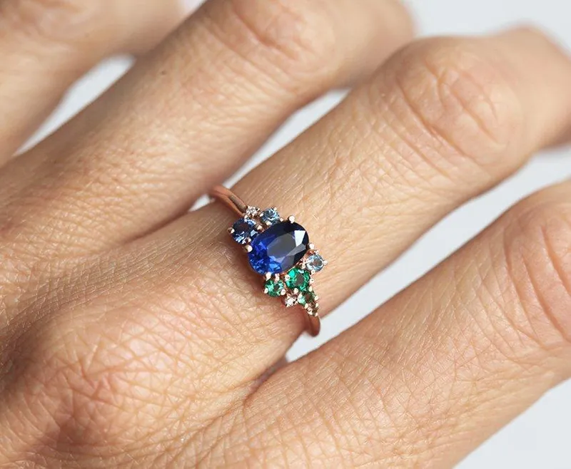 Xander Royal-Blue Sapphire Cluster Ring view 3
