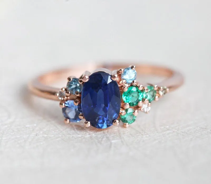 Xander Royal-Blue Sapphire Cluster Ring view 5