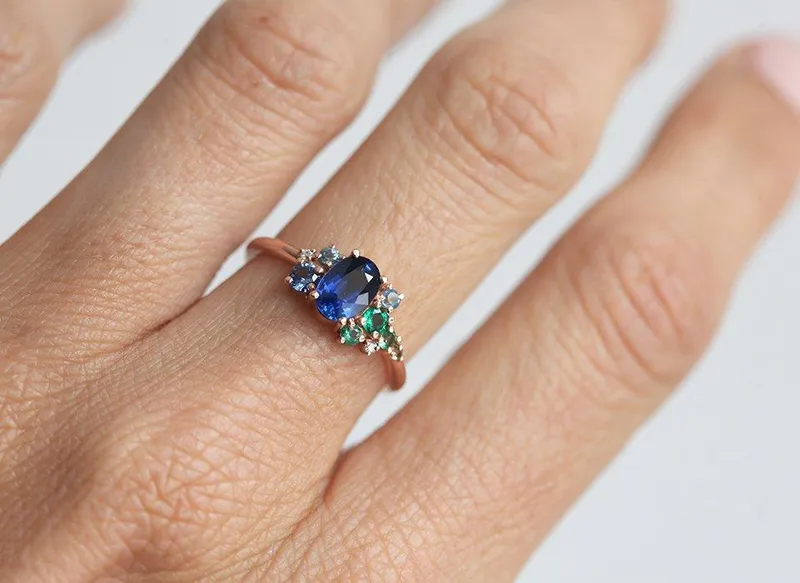 Xander Royal-Blue Sapphire Cluster Ring view 6