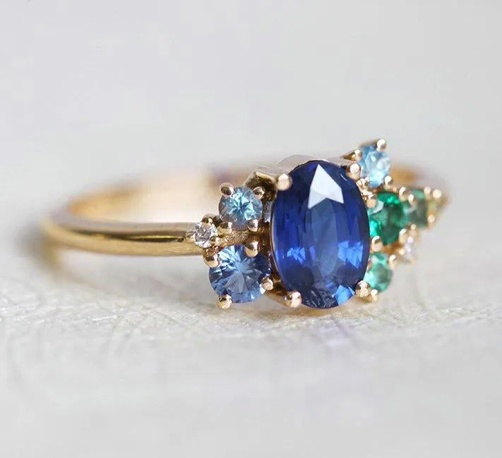 Xander Royal-Blue Sapphire Cluster Ring view 7
