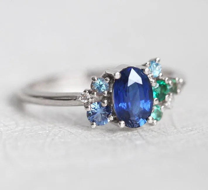 Xander Royal-Blue Sapphire Cluster Ring view 8
