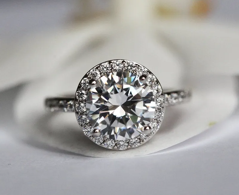 Yasmine Moissanite Engagement Ring, Halo Engagement Ring view 2