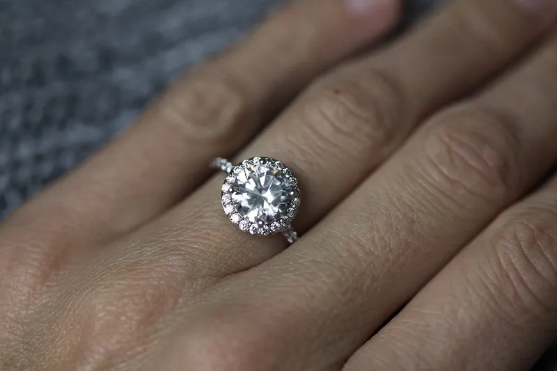Yasmine Moissanite Engagement Ring, Halo Engagement Ring view 4