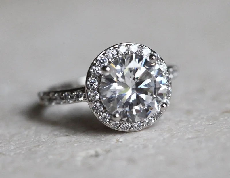 Yasmine Moissanite Engagement Ring, Halo Engagement Ring view 5