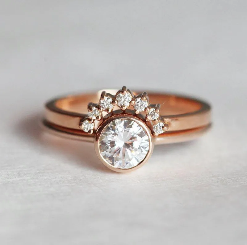 Yellow Gold Diamond Ring, Curved Diamond Band view 5