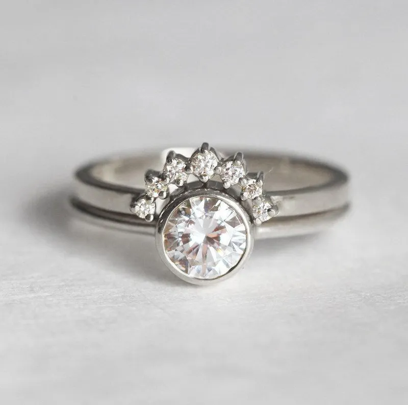 Yellow Gold Diamond Ring, Curved Diamond Band view 6