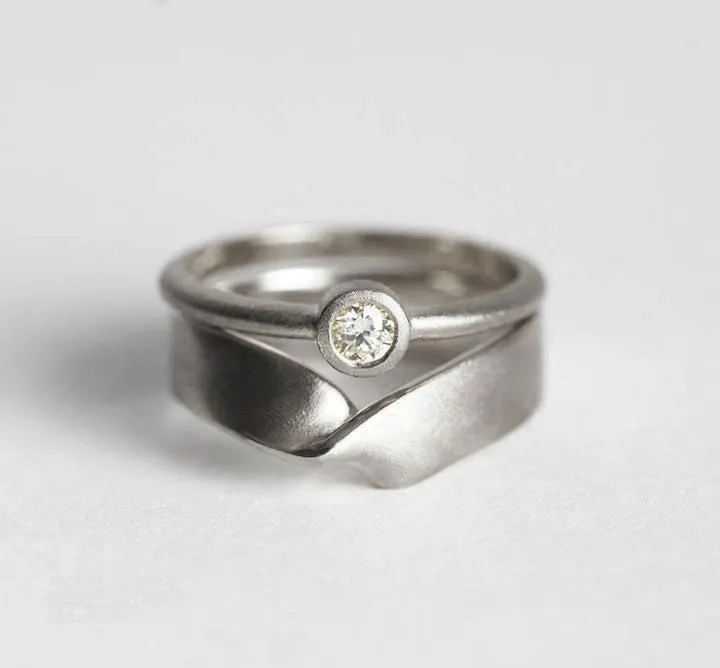 Yellow Gold Ring Set With Round Solitaire Diamond Ring view 12