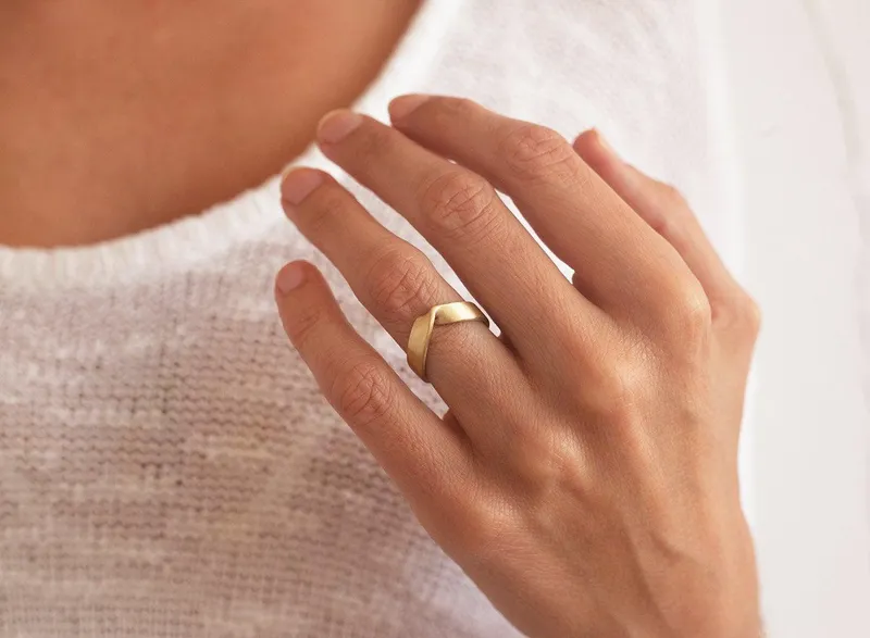 Yellow Gold Ring Set With Round Solitaire Diamond Ring view 9