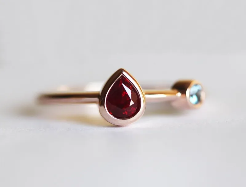 Yellow Gold Ruby Ring, Ruby Engagement Ring view 4