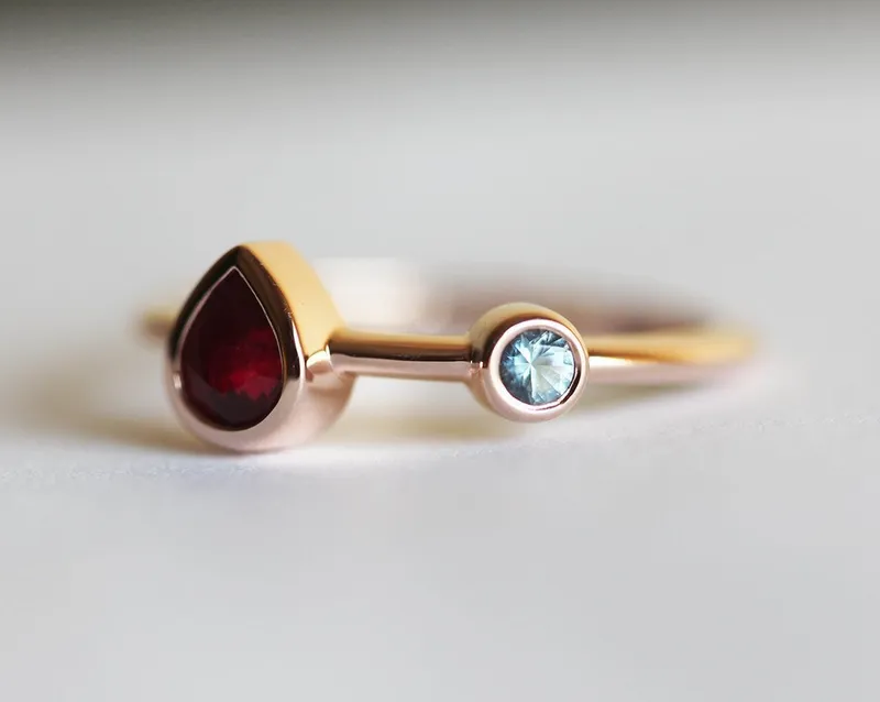 Yellow Gold Ruby Ring, Ruby Engagement Ring view 5