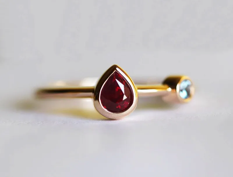 Yellow Gold Ruby Ring, Ruby Engagement Ring view 6