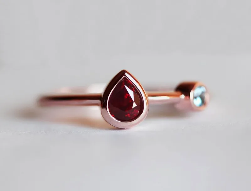 Yellow Gold Ruby Ring, Ruby Engagement Ring view 7