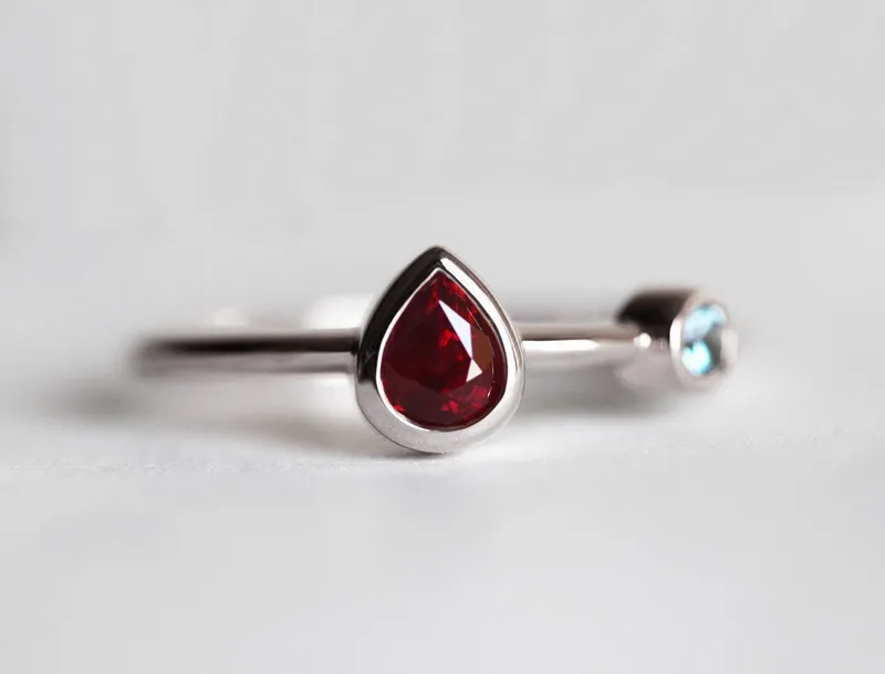 Yellow Gold Ruby Ring, Ruby Engagement Ring view 8