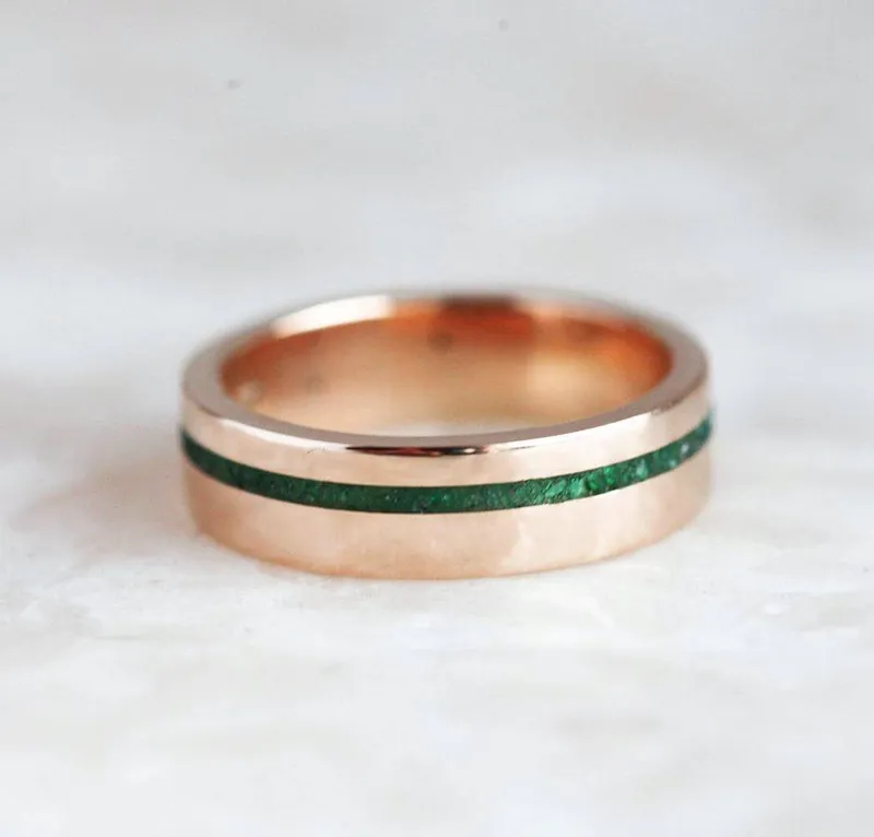 Yuri Emerald Inlay Wedding Band vy 5