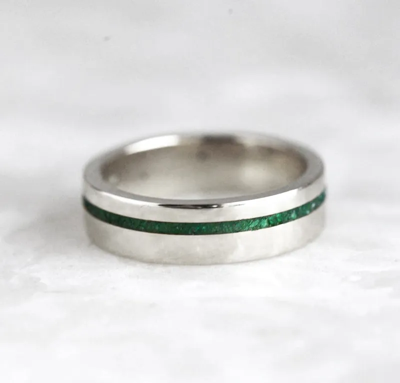 Yuri Emerald Inlay Wedding Band vy 6