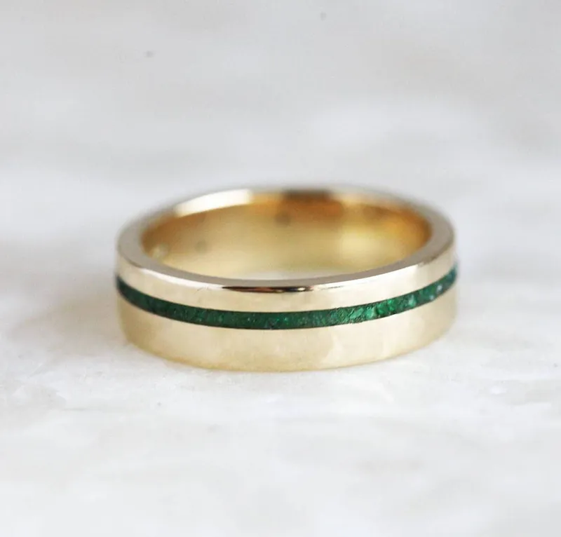 Yuri Emerald Inlay Wedding Band engagement ring