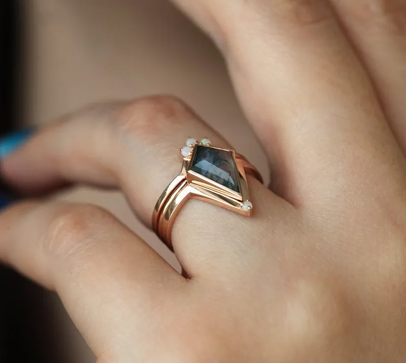 Zara Kite Moss Agate Ring vy 7