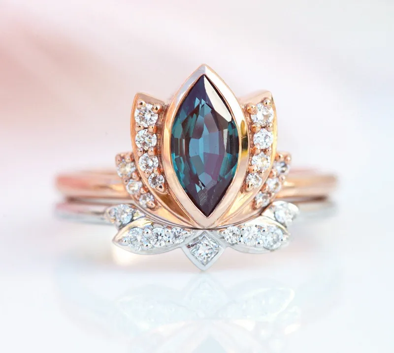 Zen Lotus Ring Set engagement ring