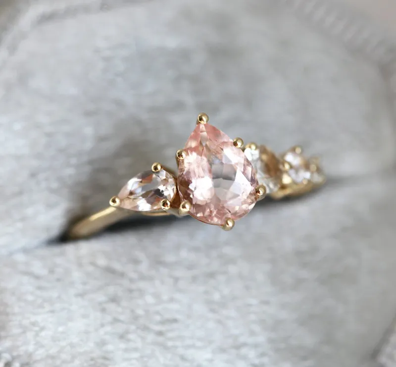 Zendaya Peach Morganite Sapphires Cluster Ring view 9