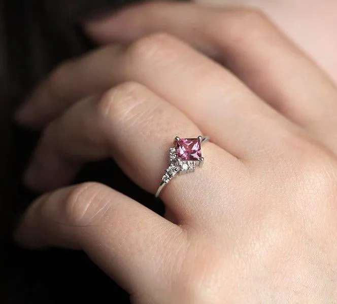 ZION PINK TOURMALINE DIAMOND CLUSTER RING view 11