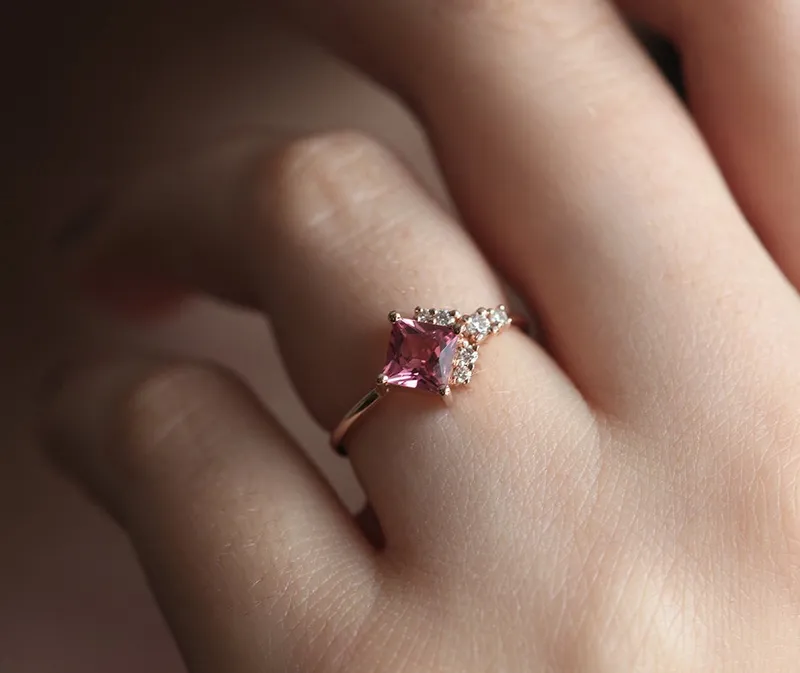 ZION PINK TOURMALINE DIAMOND CLUSTER RING view 2