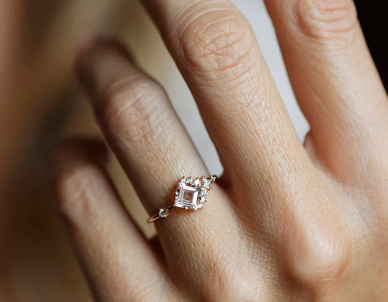 ZION PINK TOURMALINE DIAMOND CLUSTER RING view 3
