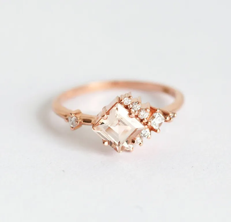ZION PINK TOURMALINE DIAMOND CLUSTER RING view 5
