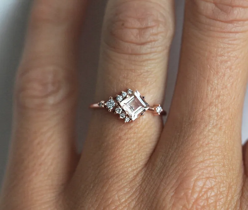 ZION PINK TOURMALINE DIAMOND CLUSTER RING view 6